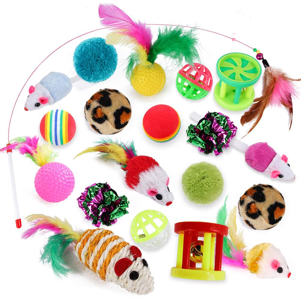Qpets Cat Toys Kitten Toys Cat Toy for Indoor Cats Cat Feathers Wand Cat Interactive Toys Set with Mouse Mice Balls and Bells Toys for Cats Kitty Kitten Cat Games and Toys (20 Pcs) (Red) Qpets Cat Toys Kitten Toys Cat Toy for Indoor Cats Cat Feathers Wand Cat Interactive Toys Set with Mouse Mice Balls and Bells Toys for Cats Kitty Kitten Cat Games and Toys (20 Pcs) (Red)